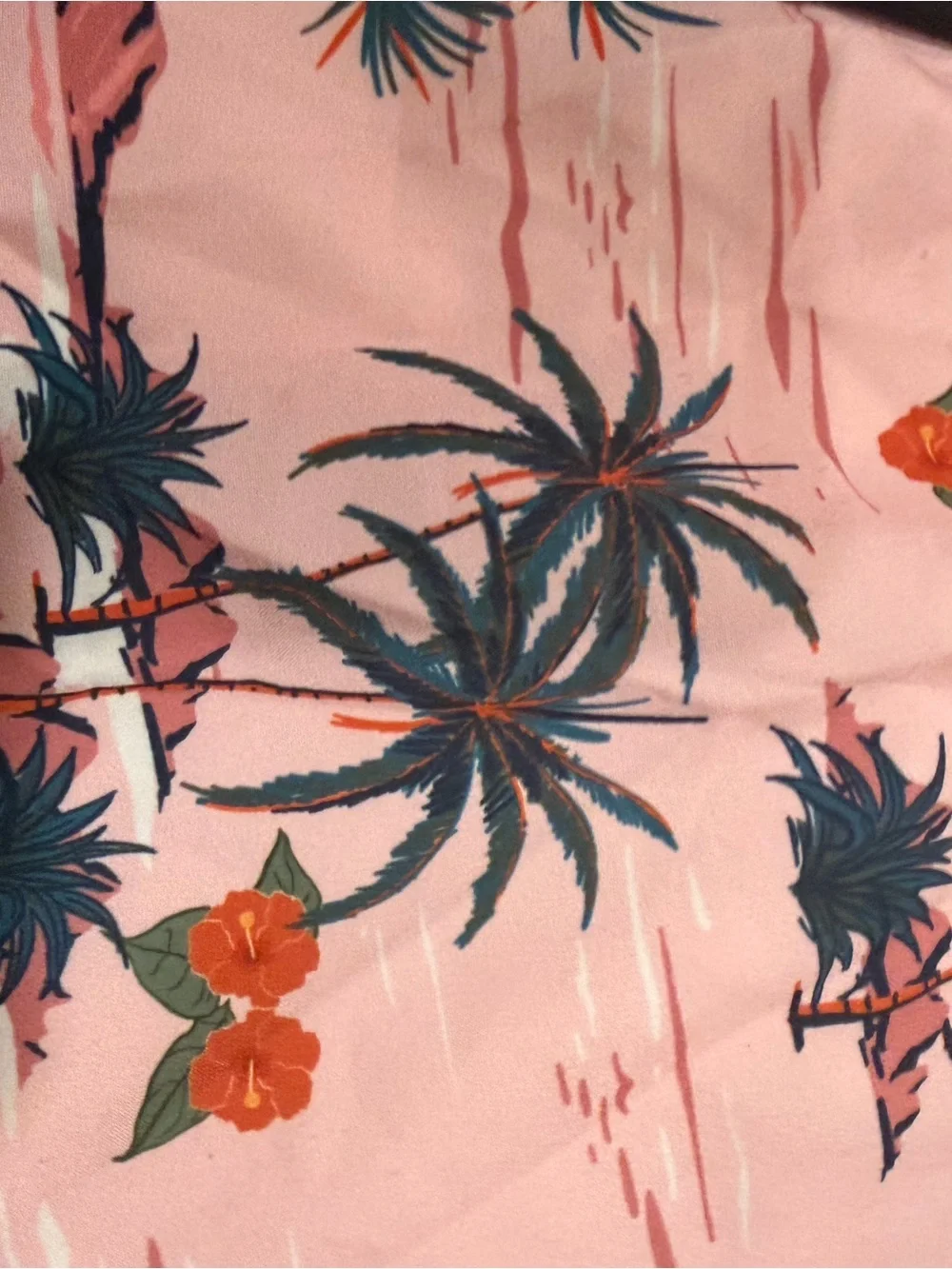 Men's Public Record Pink Palm-Print Swim Trunks with Drawstring M
